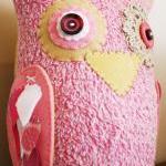 Boobeloobie Large Orli The Owl In Pink, Cream And..