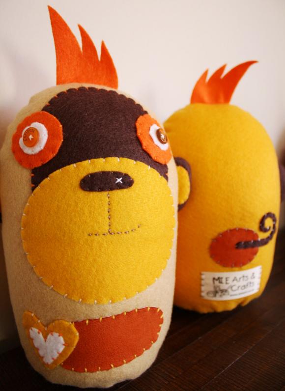 Boobeloobie Mango The Monkey In Yellow, Orange, Chocolate Brown And White Accents With Mohawk