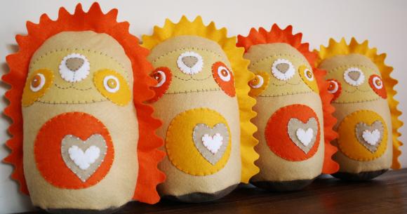 Boobeloobie Holly The Hedgehog In Yellow, Orange, Cream And White Accents